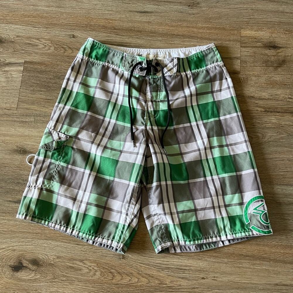 Ezekiel Green and Gray Swim Trunks Size 30